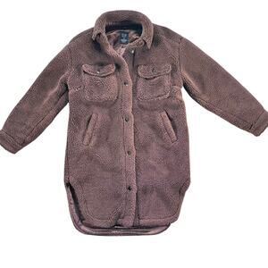 GAP Sherpa Shacket Coat Brown Cozy Oversized Minimalist Utility Jacket XS